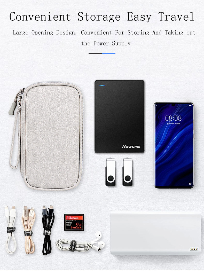 NEW Travel Organizer Bag Cable Storage Organizers Pouch Carry Case Portable Waterproof Double Layers Storage Bags For Cable Cord