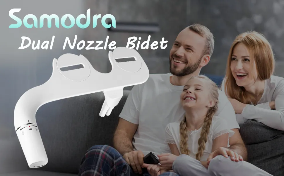 SAMODRA Bidet Attachment Ultra-Slim Toilet Seat Attachment Dual Nozzle Bidet Adjustable Water Pressure Non-Electric Ass Sprayer SAMODRA Bidet Attachment Ultra-Slim Toilet Seat Attachment Dual Nozzle Bidet Adjustable Water Pressure Non-Electric Ass Sprayer