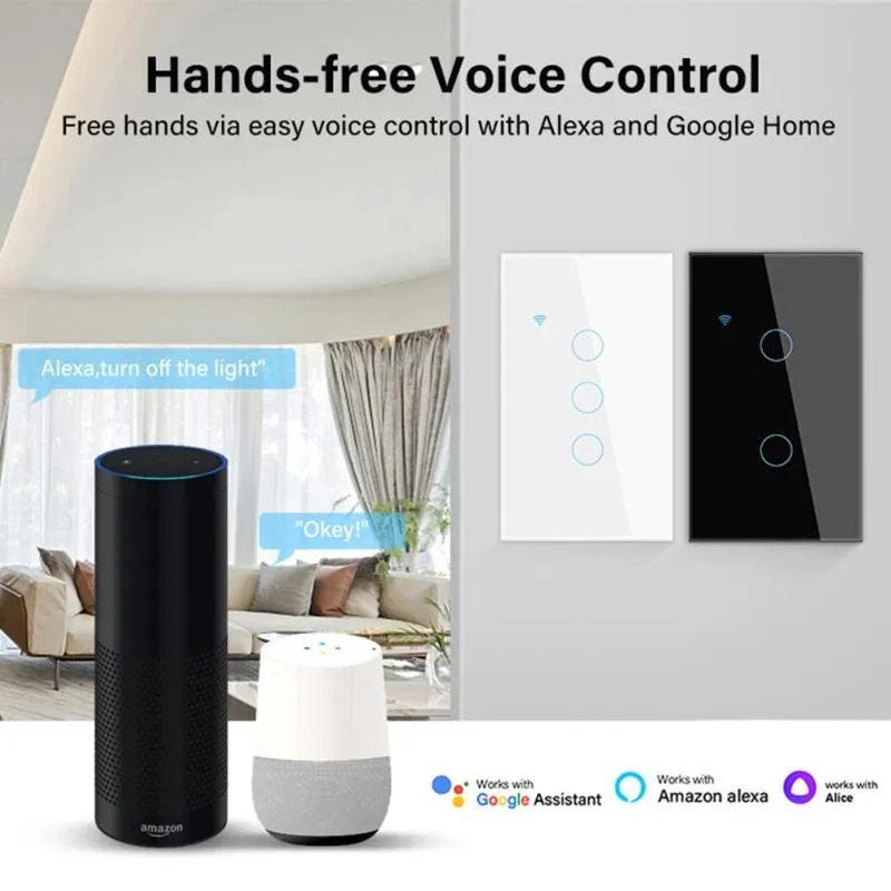 TNCE Tuya US WiFi Smart Wall Switch 1/2/3/4 Gang No Neutral Wire Touch Sensor LED Light Switches Smart Home Alexa Google Home TNCE Tuya US WiFi Smart Wall Switch 1/2/3/4 Gang No Neutral Wire Touch Sensor LED Light Switches Smart Home Alexa Google Home