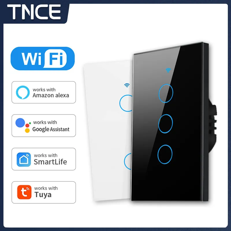 TNCE Tuya US WiFi Smart Wall Switch 1/2/3/4 Gang No Neutral Wire Touch Sensor LED Light Switches Smart Home Alexa Google Home TNCE Tuya US WiFi Smart Wall Switch 1/2/3/4 Gang No Neutral Wire Touch Sensor LED Light Switches Smart Home Alexa Google Home