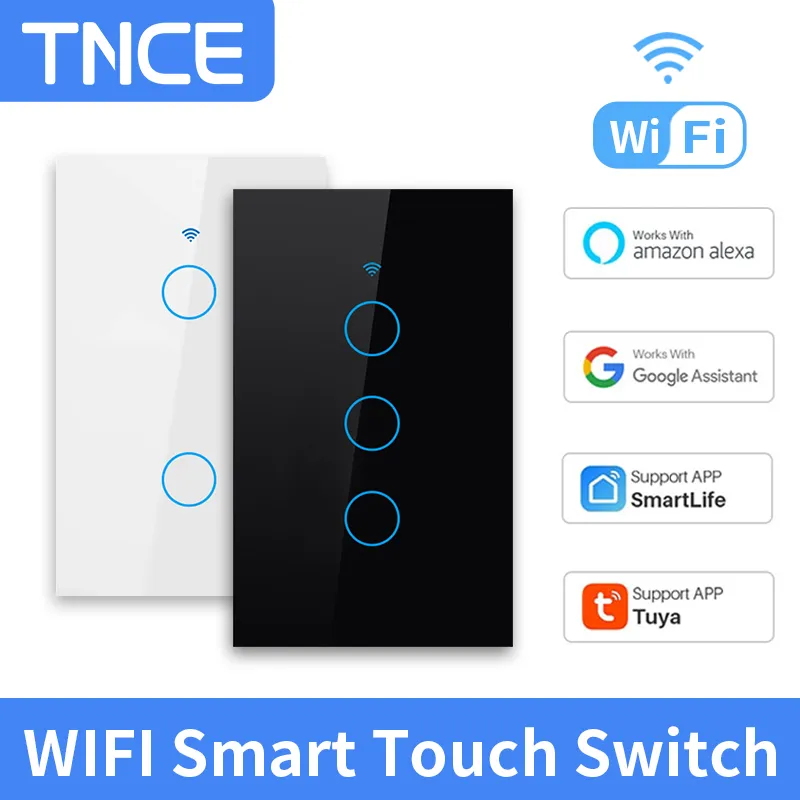 TNCE Tuya US WiFi Smart Wall Switch 1/2/3/4 Gang No Neutral Wire Touch Sensor LED Light Switches Smart Home Alexa Google Home TNCE Tuya US WiFi Smart Wall Switch 1/2/3/4 Gang No Neutral Wire Touch Sensor LED Light Switches Smart Home Alexa Google Home