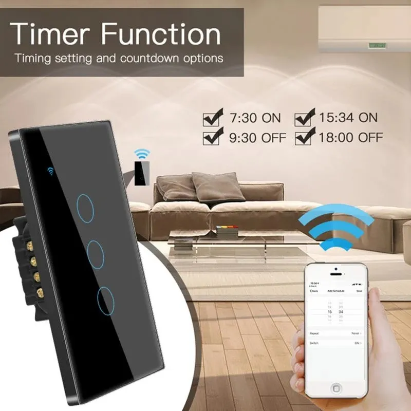 TNCE Tuya US WiFi Smart Wall Switch 1/2/3/4 Gang No Neutral Wire Touch Sensor LED Light Switches Smart Home Alexa Google Home TNCE Tuya US WiFi Smart Wall Switch 1/2/3/4 Gang No Neutral Wire Touch Sensor LED Light Switches Smart Home Alexa Google Home