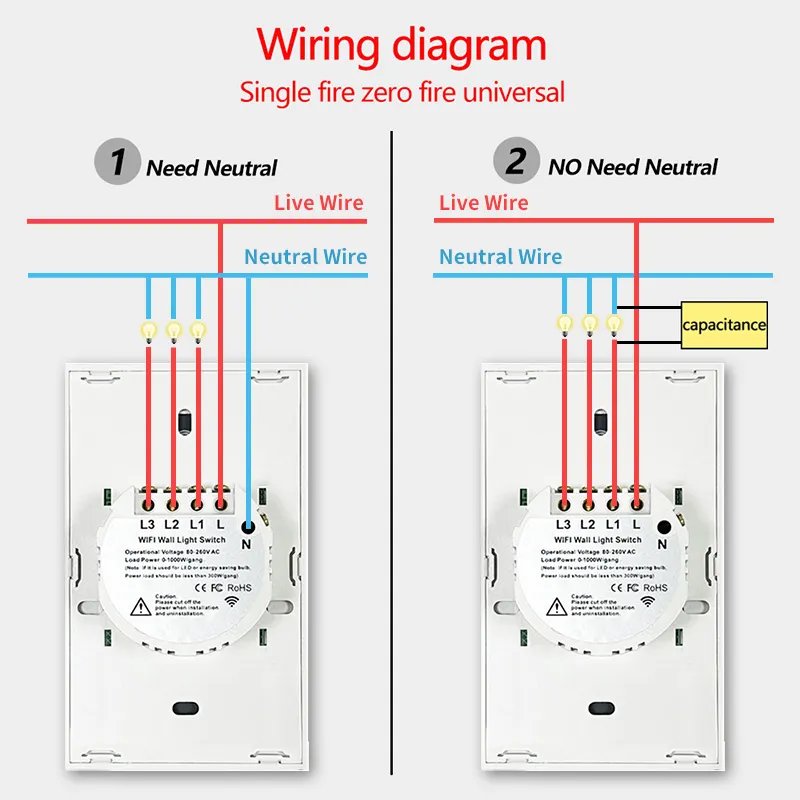 TNCE Tuya US WiFi Smart Wall Switch 1/2/3/4 Gang No Neutral Wire Touch Sensor LED Light Switches Smart Home Alexa Google Home TNCE Tuya US WiFi Smart Wall Switch 1/2/3/4 Gang No Neutral Wire Touch Sensor LED Light Switches Smart Home Alexa Google Home